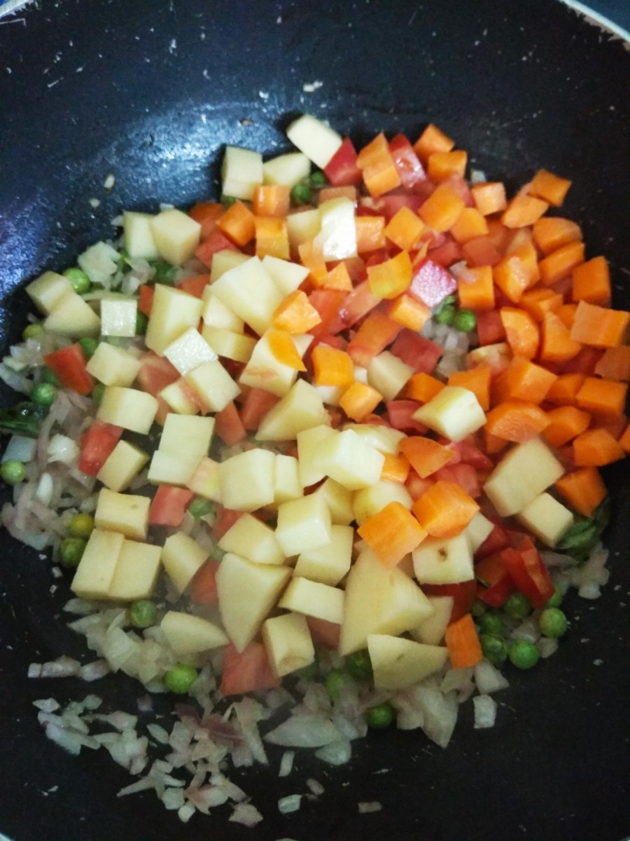 Add chopped vegetables