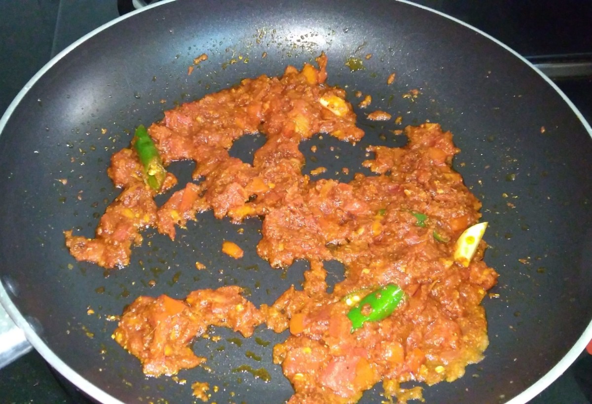 Fry the masala till oil leaves the sides