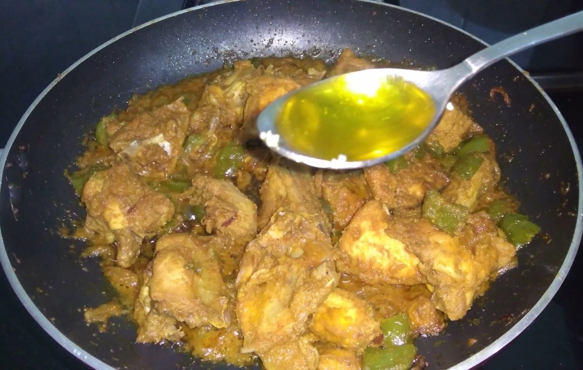 Add ghee to chicken