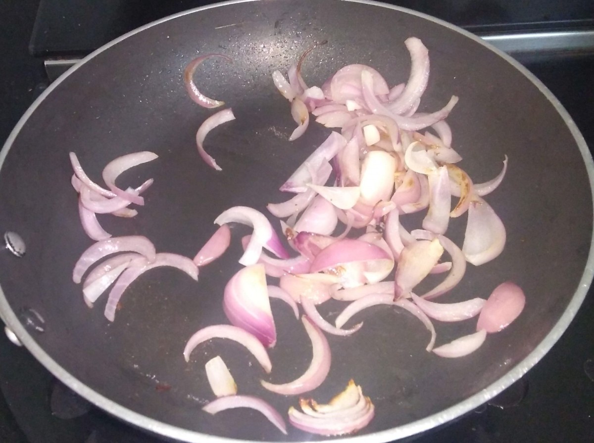 fry onions till slightly brown