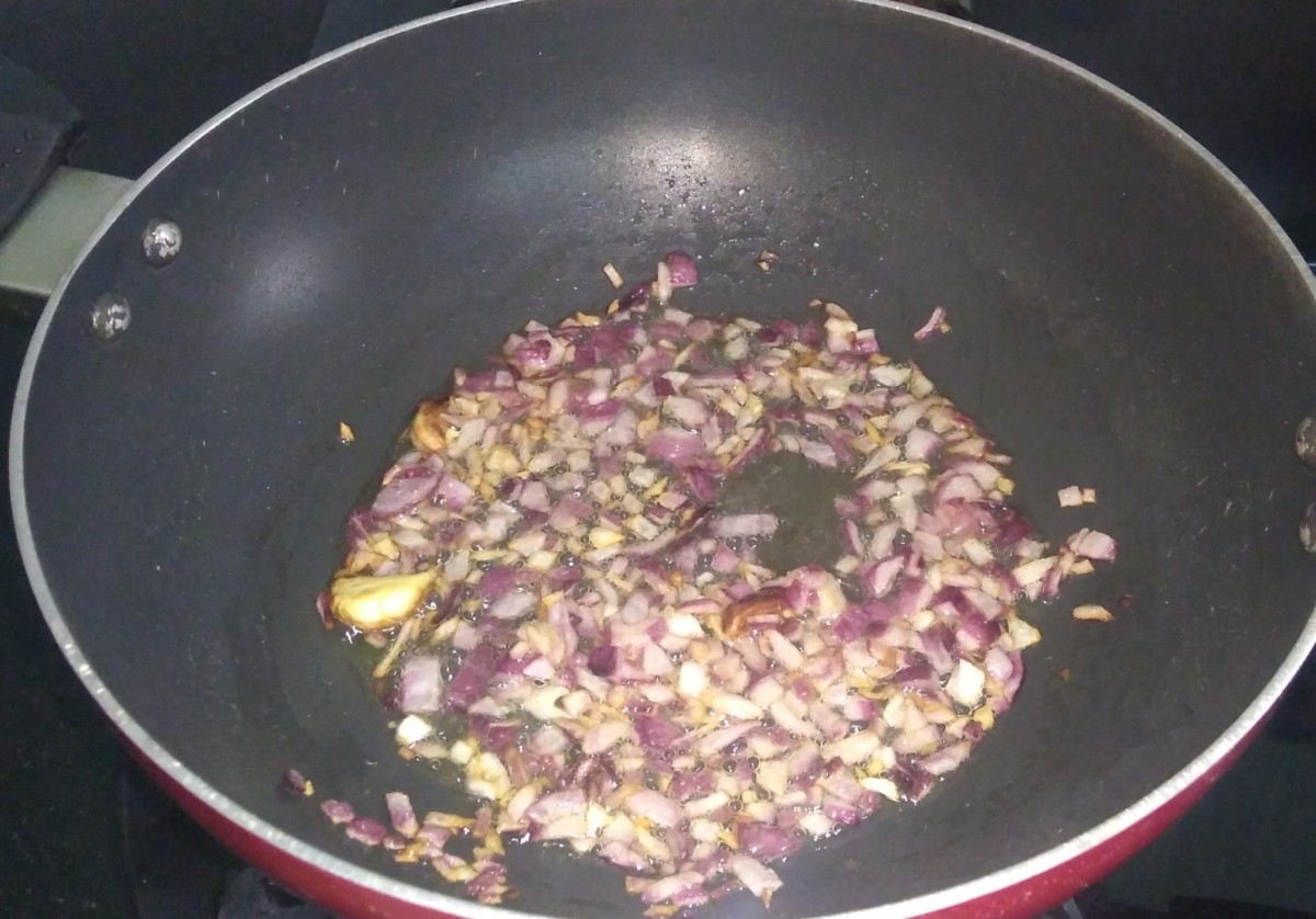 Fry onions till golden brown