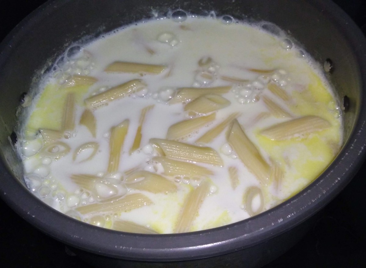 Add pasta to milk