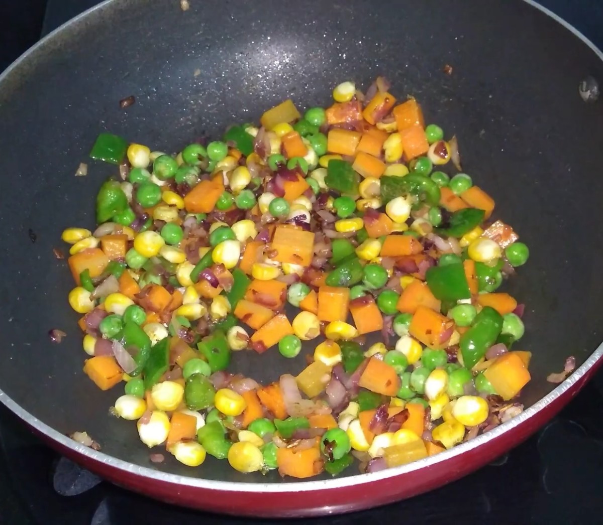 cook veggies till 3/4 done