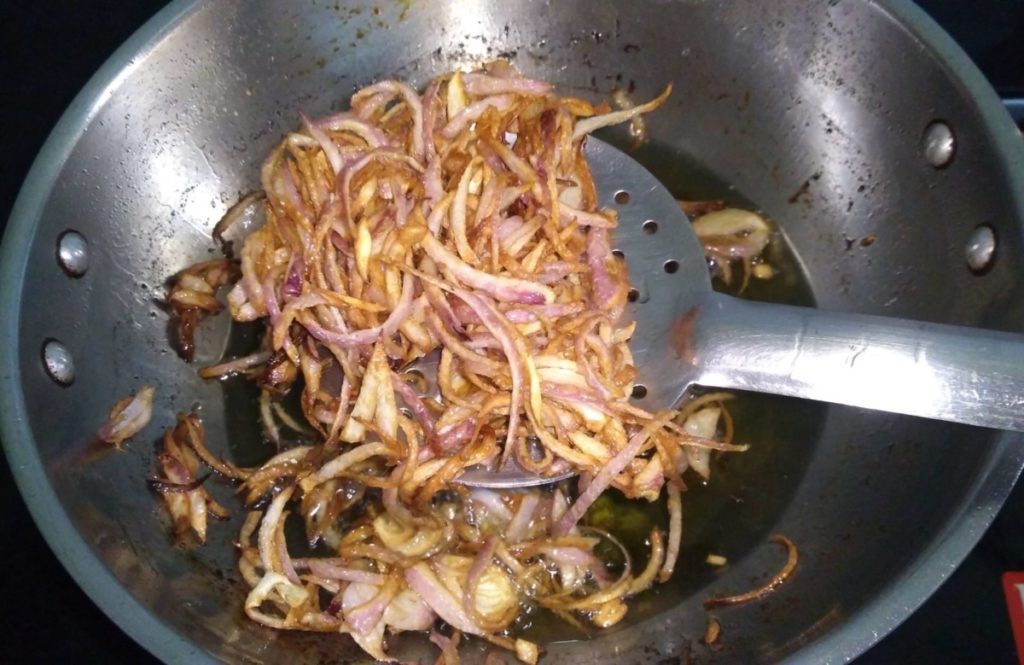 Deep Fry onions till golden brown