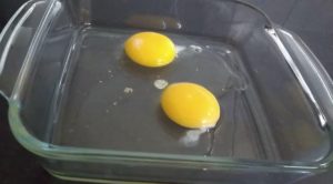 Beat two 2 eggs in a container